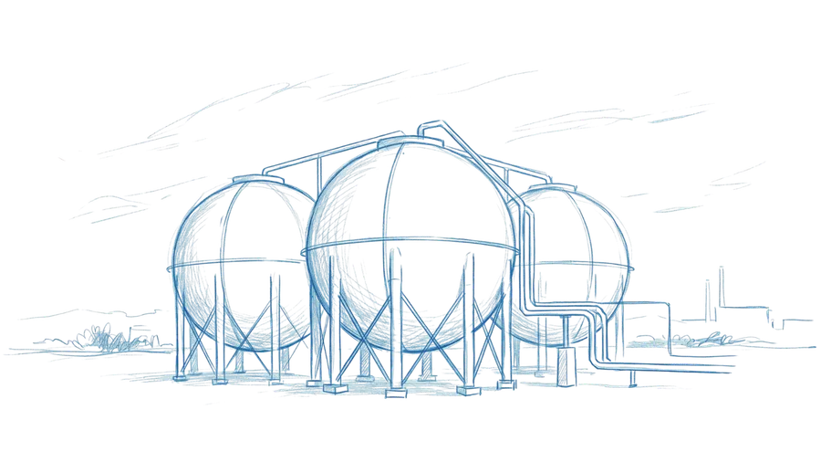 Storage capacity is not deliverability, three storage spheres of different sizes; not every Bcf in the benchmark is the same Bcf